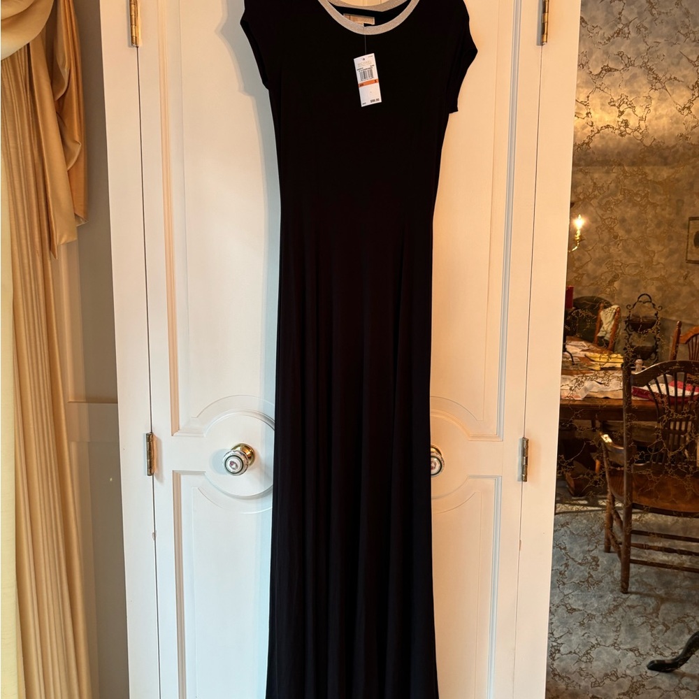 Michael Kors Black Casual Sheath Dress with Peter Pan Collar